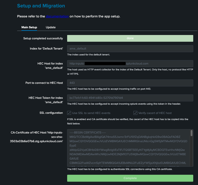 Main Setup Interface